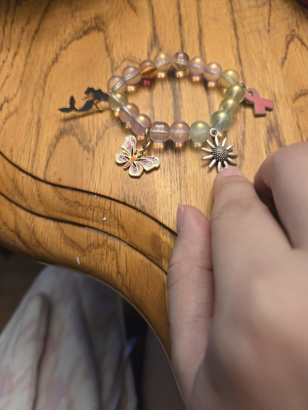 Pastel Beaded Charm Bracelet - Pink, Yellow, Green